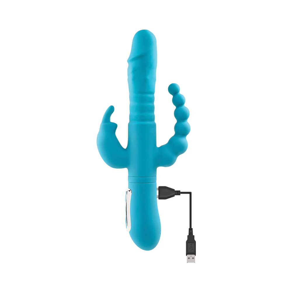 Adam & Eve Eve's Thrusting Triple Joy Rabbit - Teal - Image 2