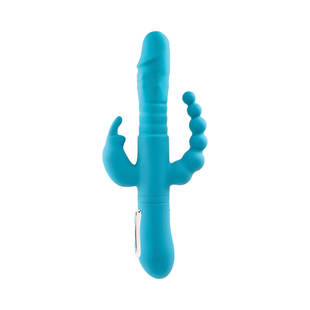 Adam & Eve Eve's Thrusting Triple Joy Rabbit - Teal - Image 3