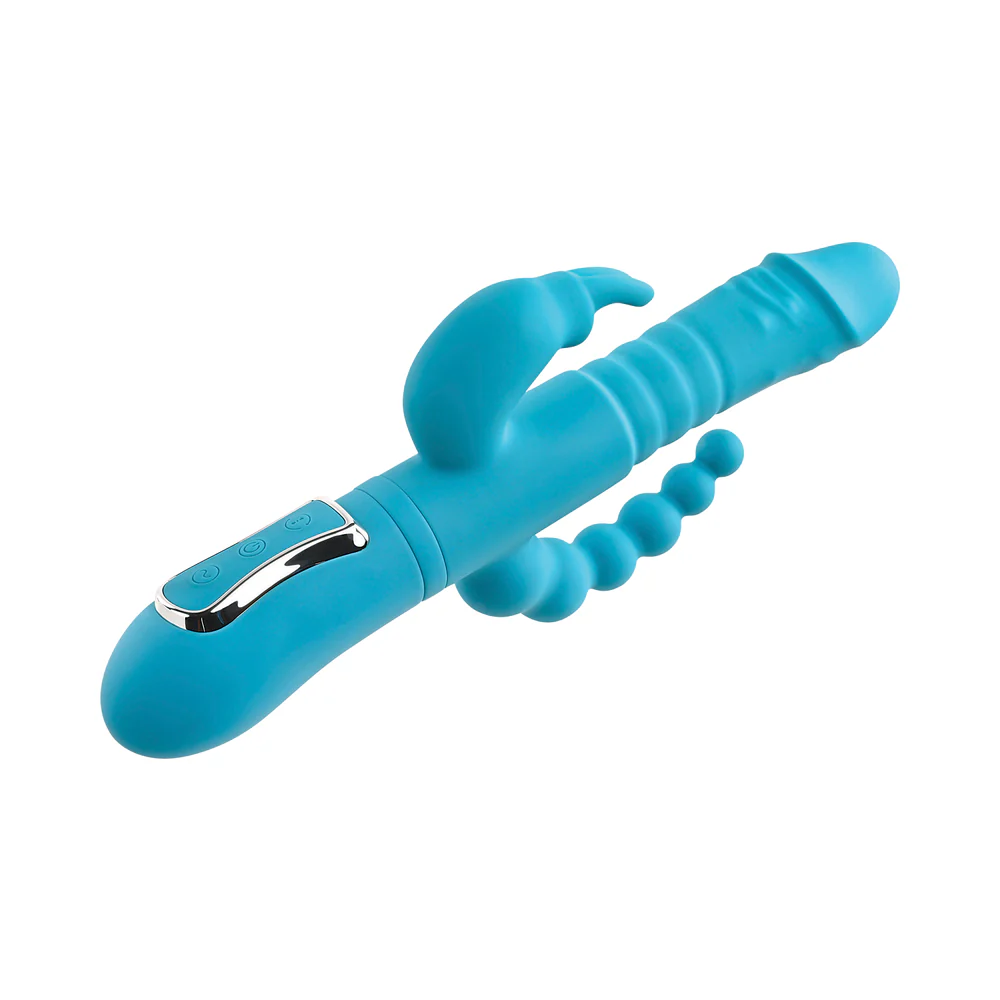 Adam & Eve Eve's Thrusting Triple Joy Rabbit - Teal - Image 9