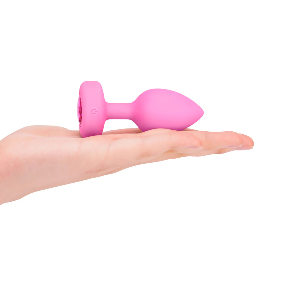 B VIBE VIBRATING HEART SHAPED JEWEL PLUG S/M PINK - Image 7