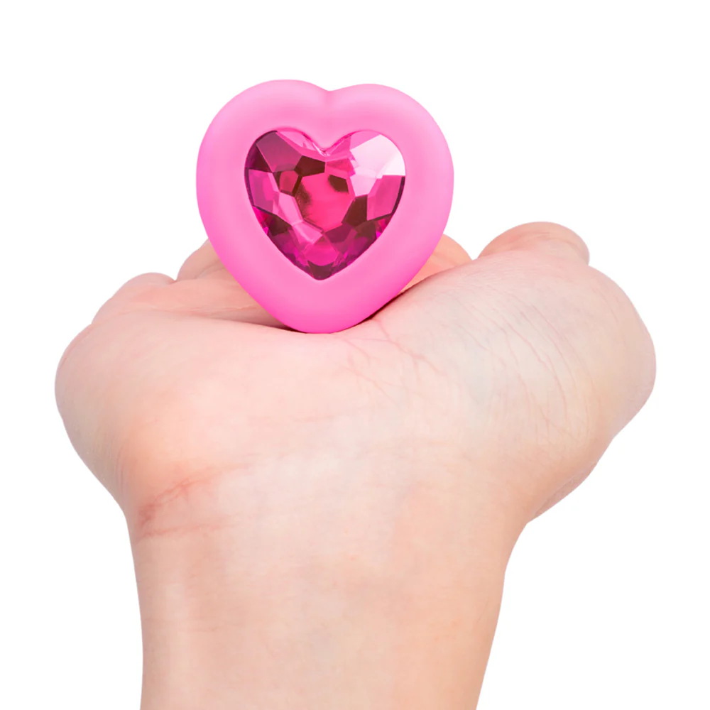 B VIBE VIBRATING HEART SHAPED JEWEL PLUG S/M PINK - Image 8