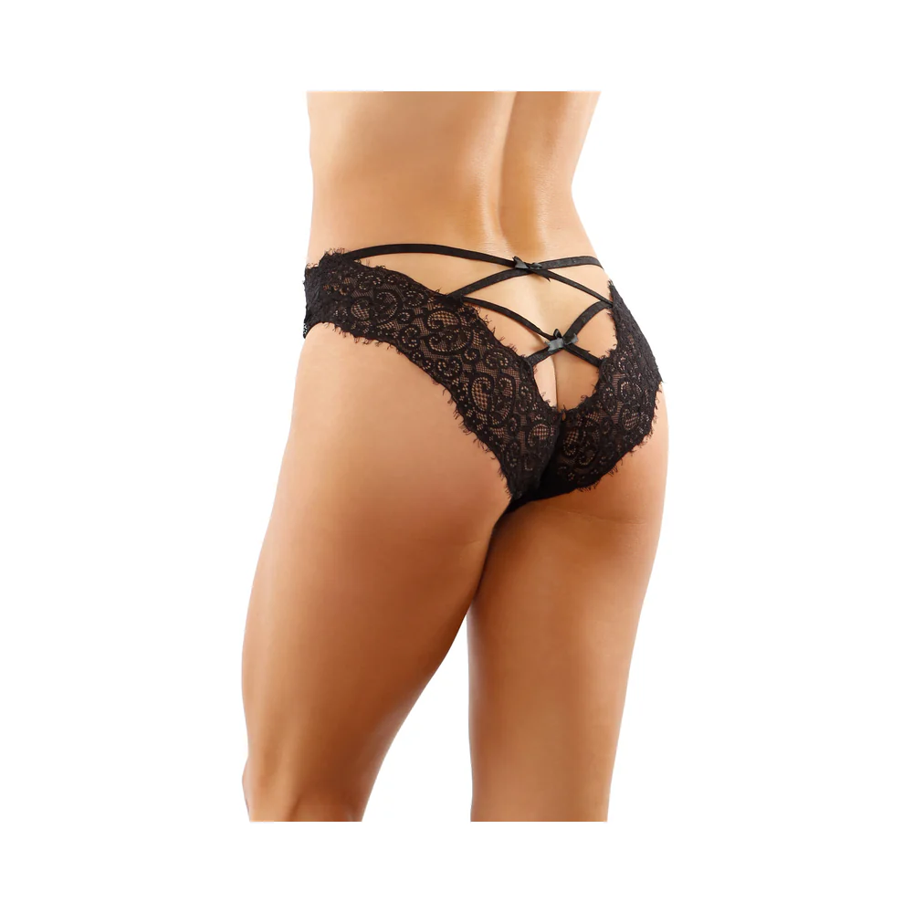 Ivy Lace Bikini Panty With Lattice Cut-out Back Black L/xl - Image 2