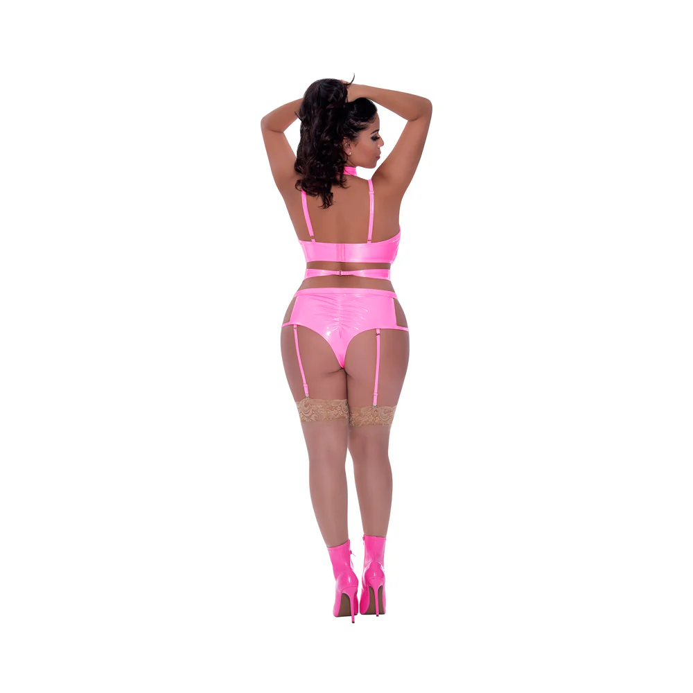 Magic Silk Hard Candy Demi Bra, Harness & Garter Panty Pink Queen Size - Image 3