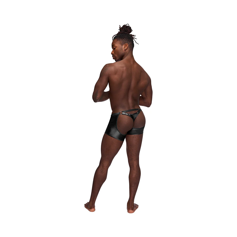 Fetish Poseidon Nylon Spandex Tear Off Cup Thong Short Black S/M - Image 6