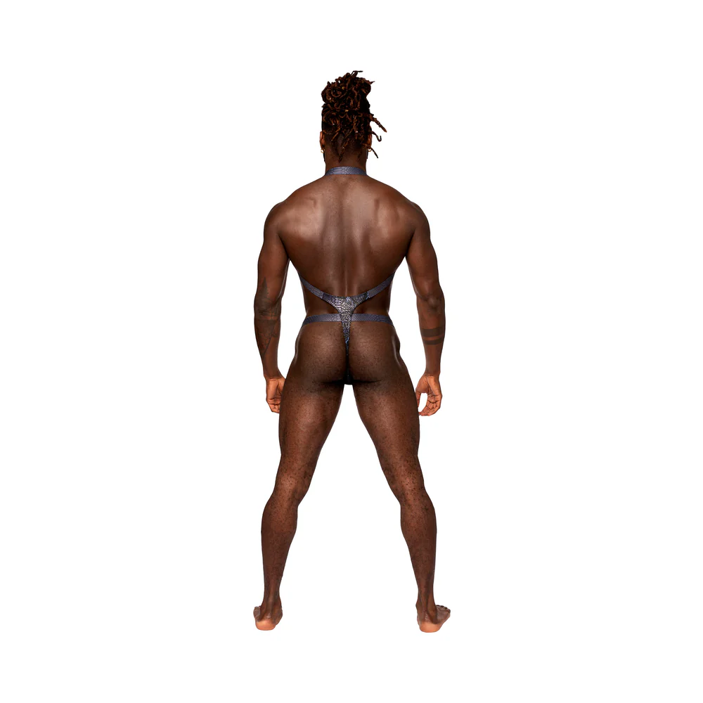 Male Power S'naked Shoulder Sling Harness Thong One-piece Black/blue S/m - Image 2