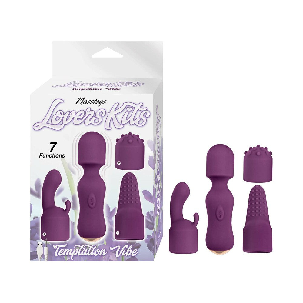 Nasstoys Lovers Kits Temptation Vibe Rechargeable Silicone Wand Vibrator & 3-piece Attachment Set Eg
