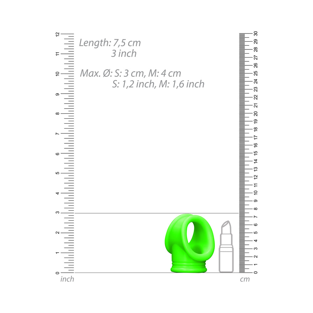 Ouch! Glow Cock Ring & Ball Strap - Glow In The Dark - Green - Image 4