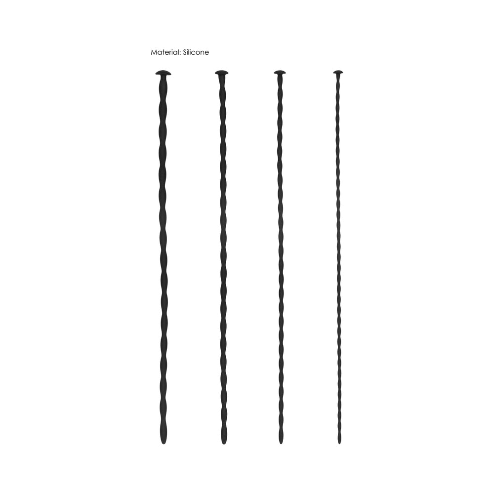 Ouch! Urethral Sounding - Beginner Silicone Spiral Screw Plug Set - Black - Image 4