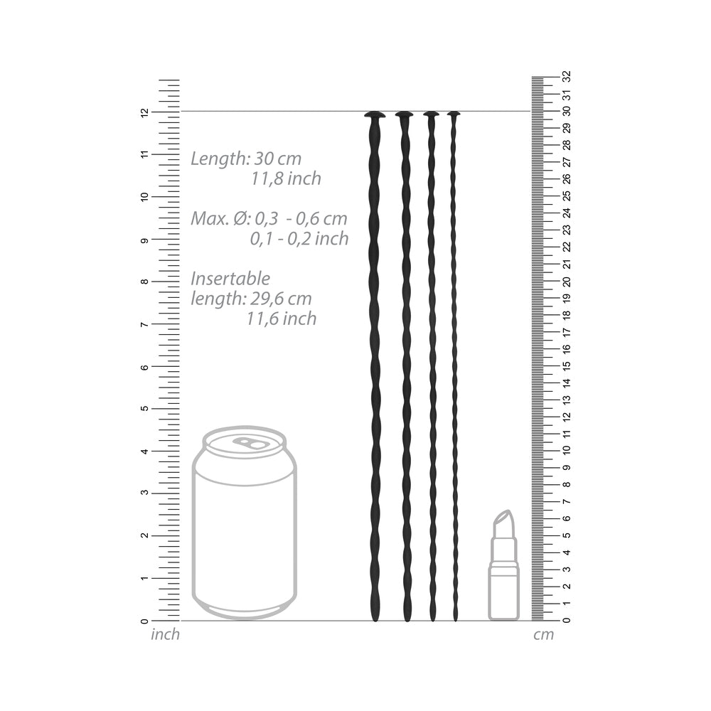 Ouch! Urethral Sounding - Beginner Silicone Spiral Screw Plug Set - Black - Image 5