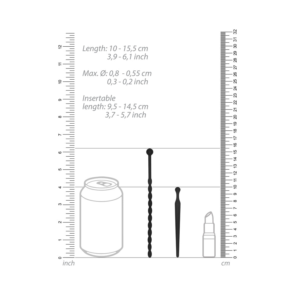Ouch! Urethral Sounding - Silicone Beginners Plug Set - Black - Image 6