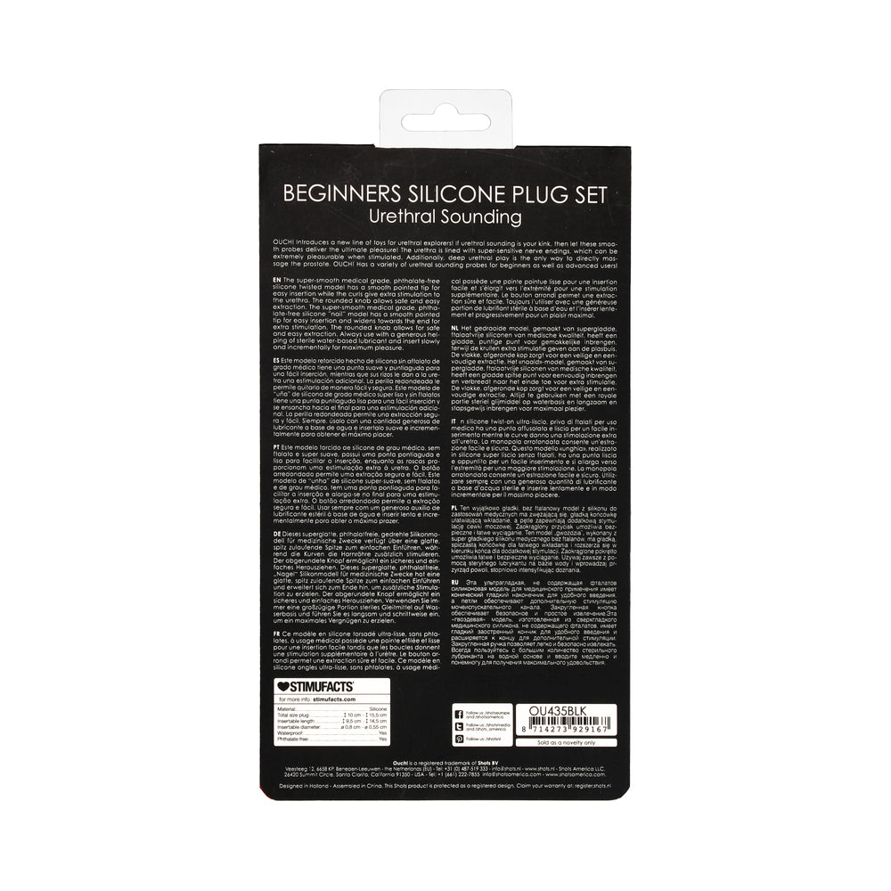 Ouch! Urethral Sounding - Silicone Beginners Plug Set - Black - Image 8