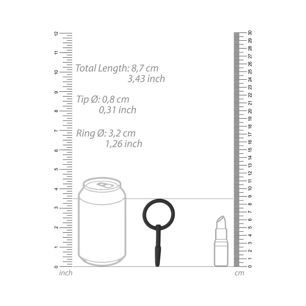 Ouch! Urethral Sounding - Silicone Plug - Black - 8 Mm - Image 3
