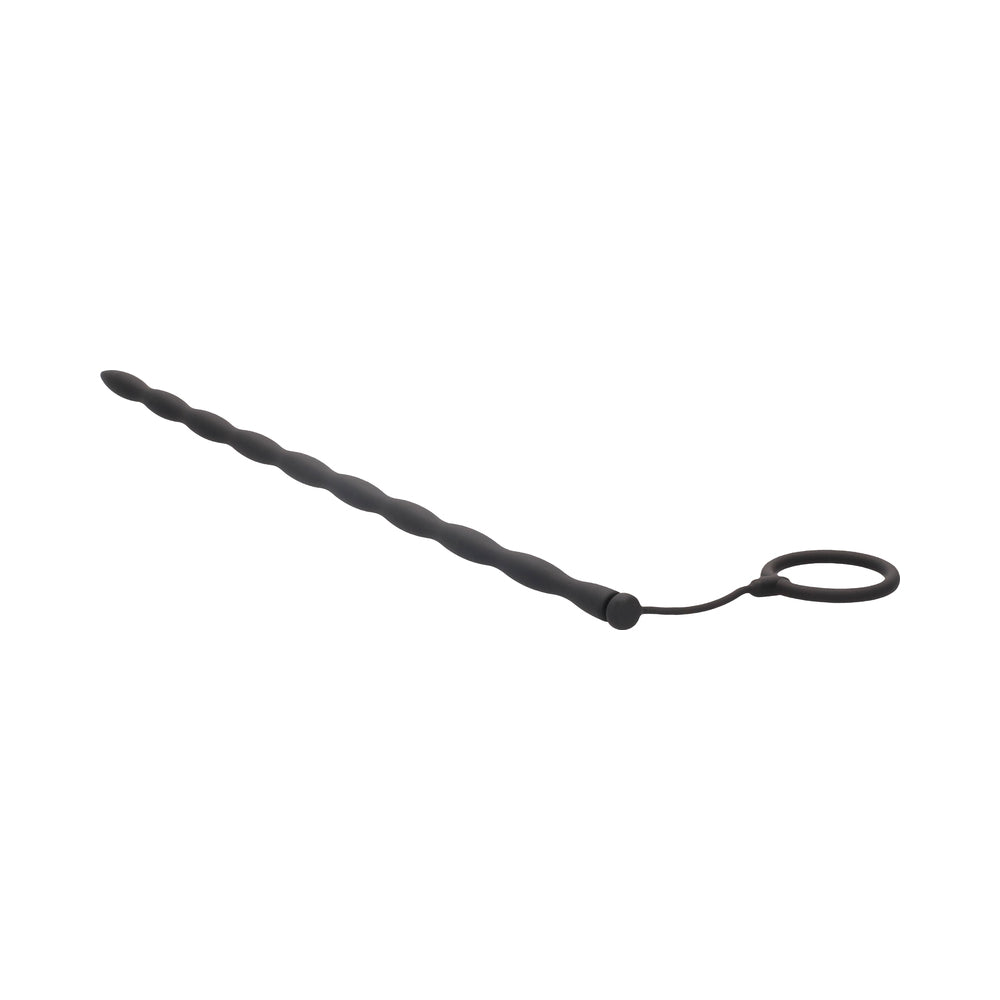 Ouch! Urethral Sounding - Silicone Plug & Cock Ring Set - Black - Image 3