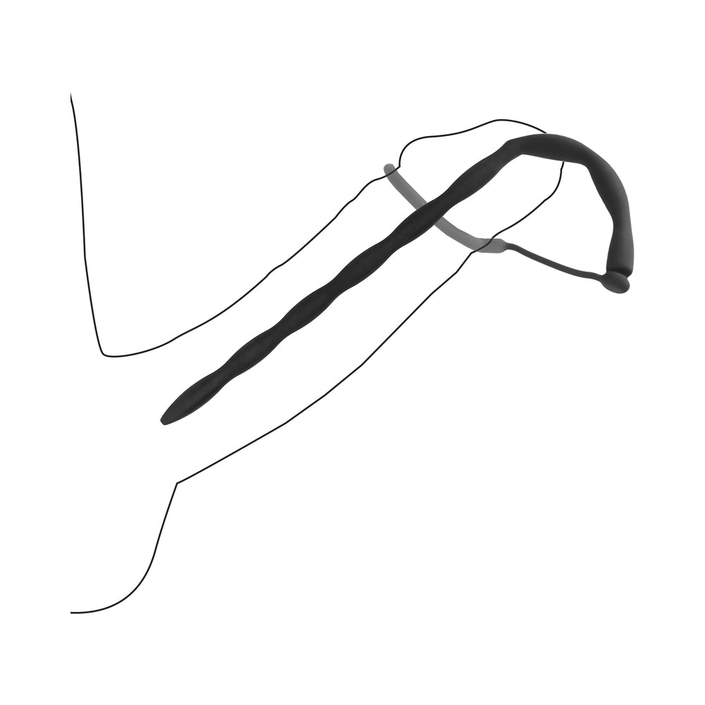 Ouch! Urethral Sounding - Silicone Plug & Cock Ring Set - Black - Image 8