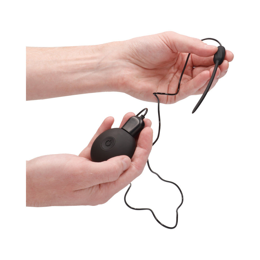 Ouch! Urethral Sounding - Silicone Rechargeable Vibrating Plug Remote Controlled - Black - Image 6