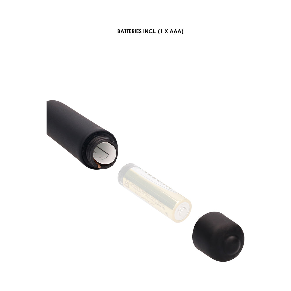 Ouch! Urethral Sounding - Silicone Vibrating Bullet Plug With Beaded Tip - Black - Image 5
