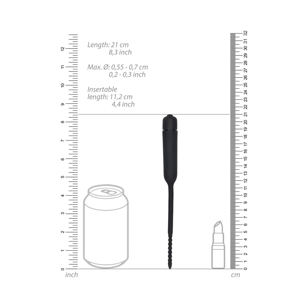 Ouch! Urethral Sounding - Silicone Vibrating Bullet Plug With Beaded Tip - Black - Image 7