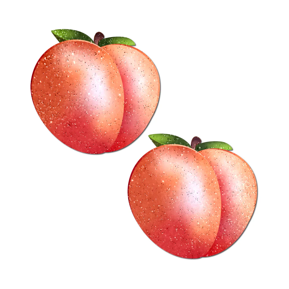 Pastease Peach: Fuzzy Sparkling Georgia Peaches Nipple Pasties - Image 2