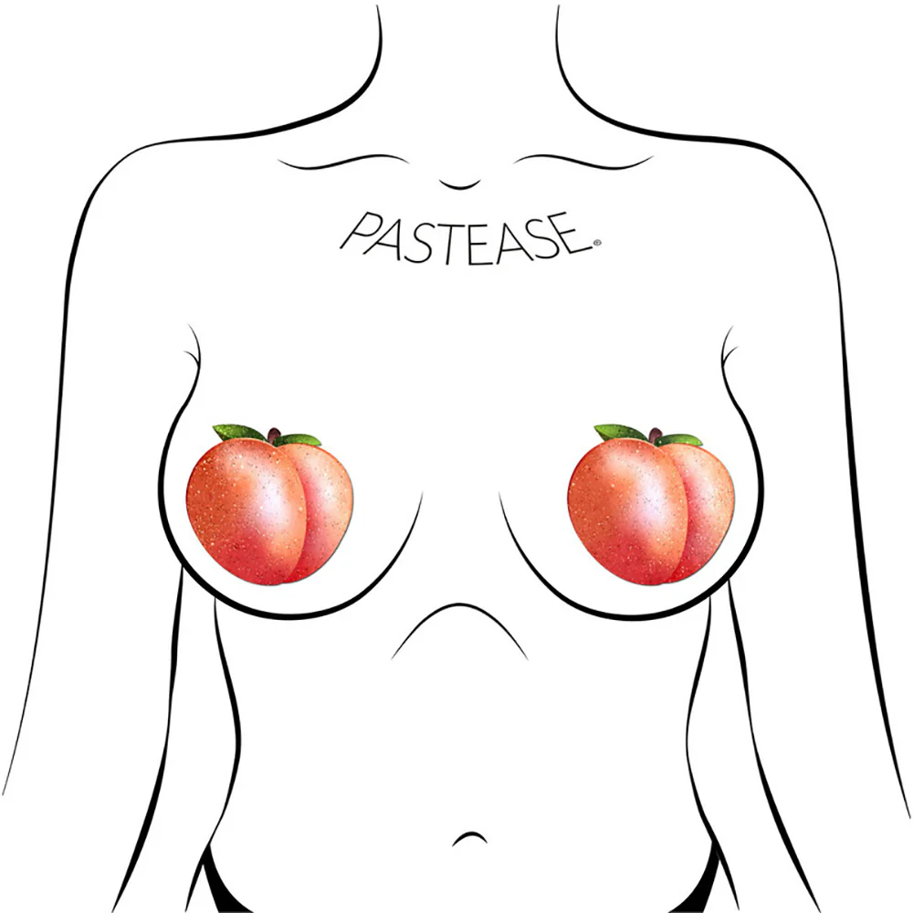Pastease Peach: Fuzzy Sparkling Georgia Peaches Nipple Pasties - Image 3