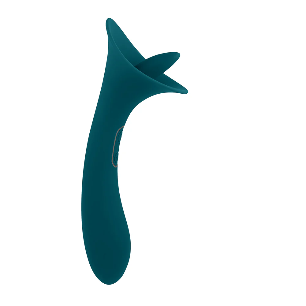 Playboy True Indulgence Rechargeable Dual Ended Silicone Flicking Vibrator Deep Teal - Image 5