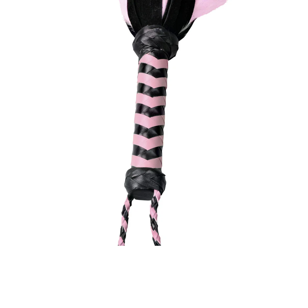 Ple'sur 18 In. Suede & Faux Fur Tail 'pleasure & Pain' Mini Flogger Pink/black - Image 5
