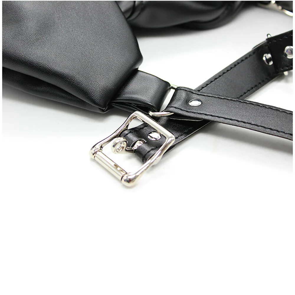 Ple'sur Open-front Faux Leather Bondage Bolero-style Straight Jacket Black - Image 9