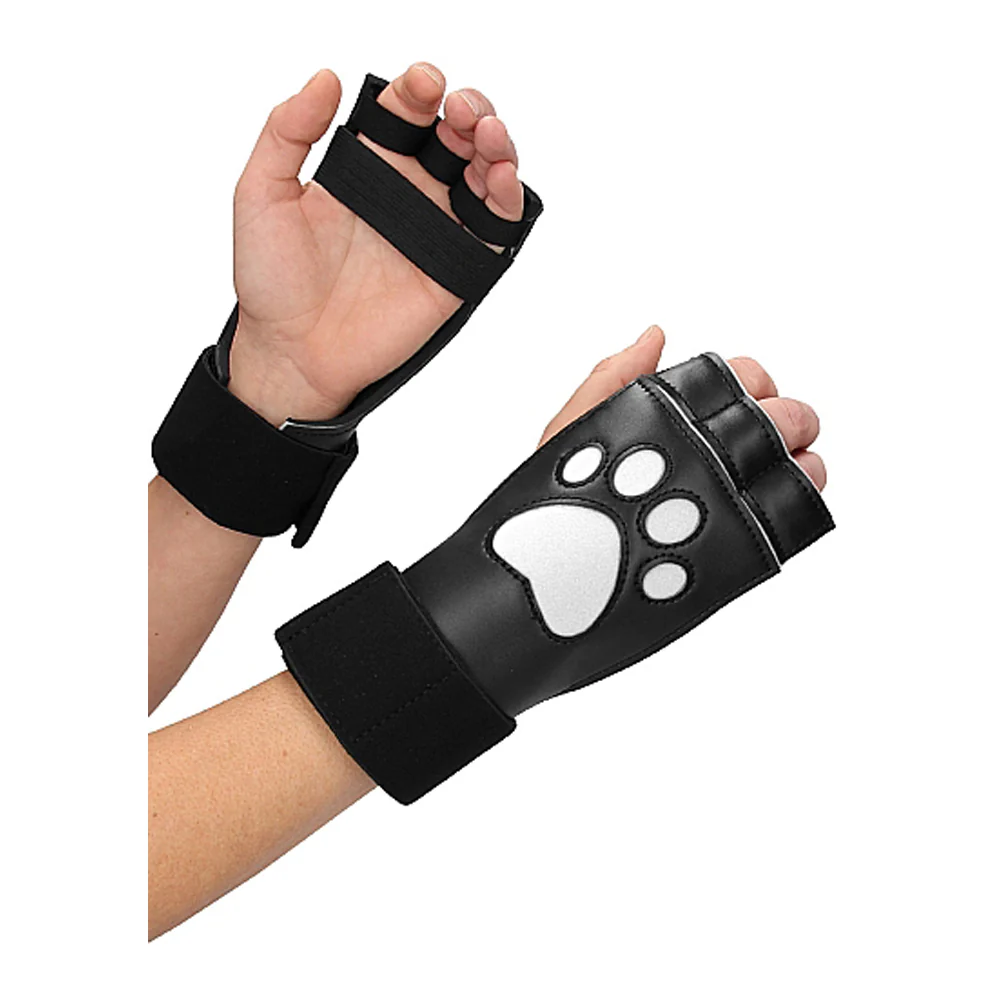 Puppy Play Neoprene Puppy Paw Gloves Black - Image 6