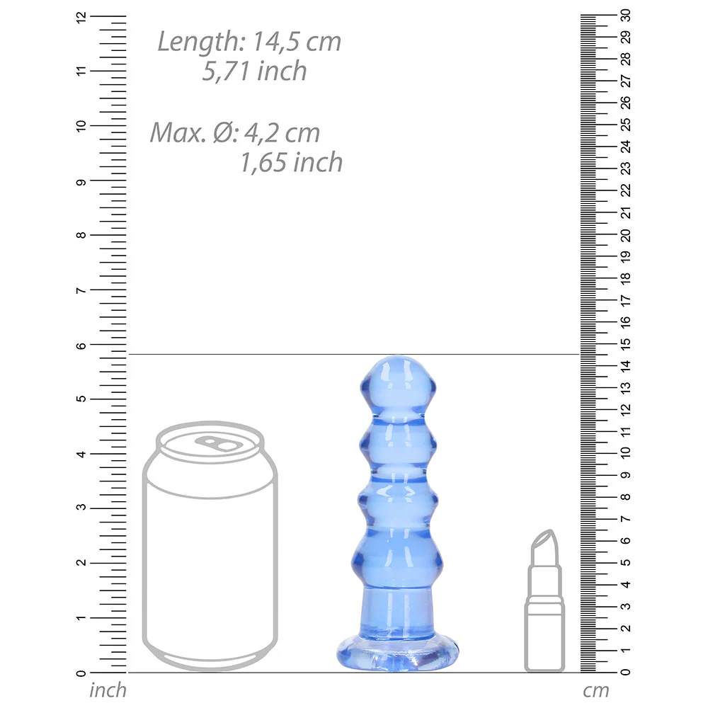 Realrock Crystal Clear Curvy 5.5 In. Dildo/plug Blue - Image 4