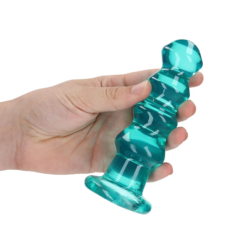 Realrock Crystal Clear Curvy 5.5 In. Dildo/plug Turquoise - Image 3