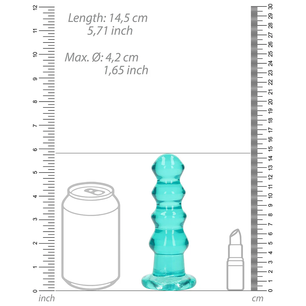 Realrock Crystal Clear Curvy 5.5 In. Dildo/plug Turquoise - Image 4