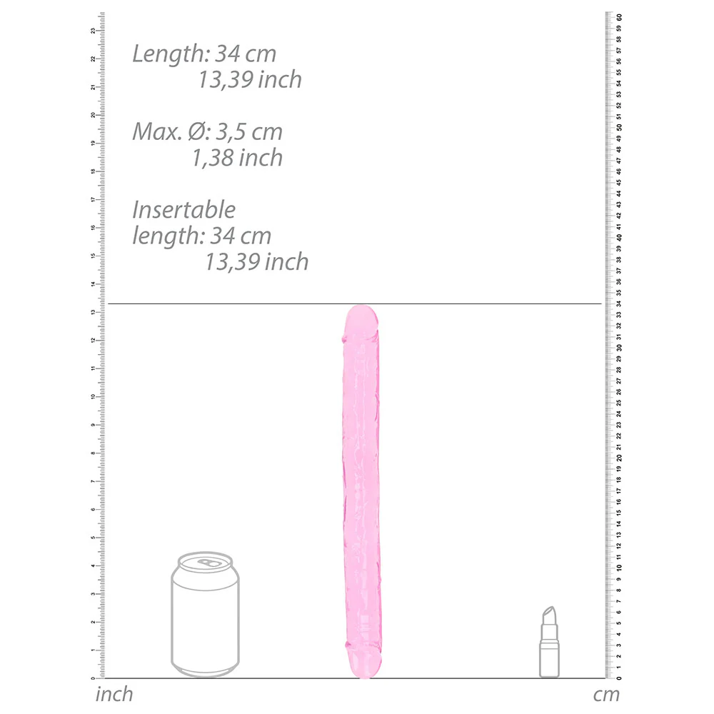 Realrock Crystal Clear Double Dong 13 In. Dual-ended Dildo Pink - Image 4