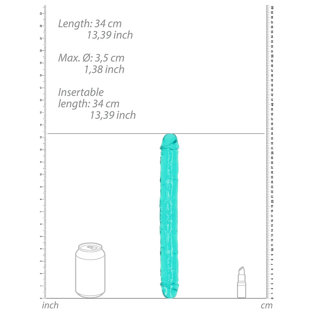 Realrock Crystal Clear Double Dong 13 In. Dual-ended Dildo Turquoise - Image 4