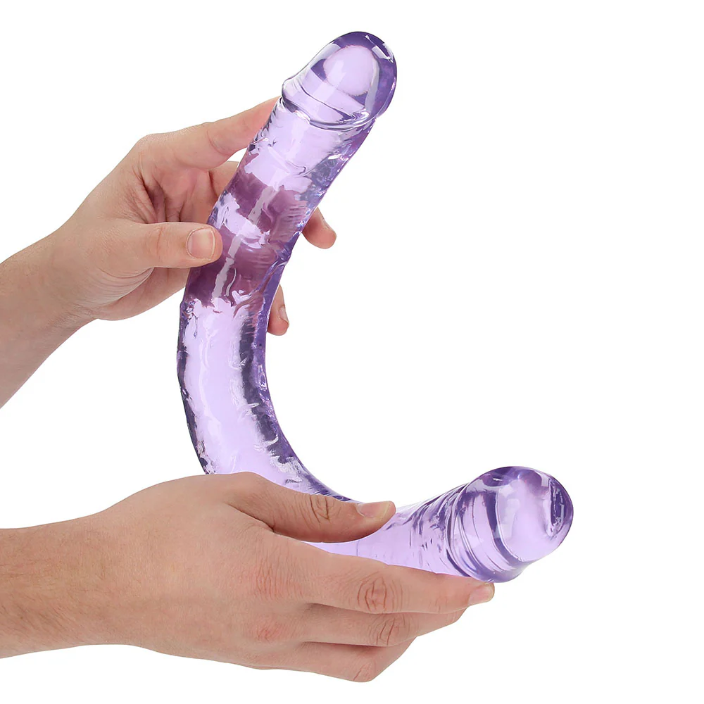 Realrock Crystal Clear Double Dong 18 In. Dual-ended Dildo Purple - Image 2
