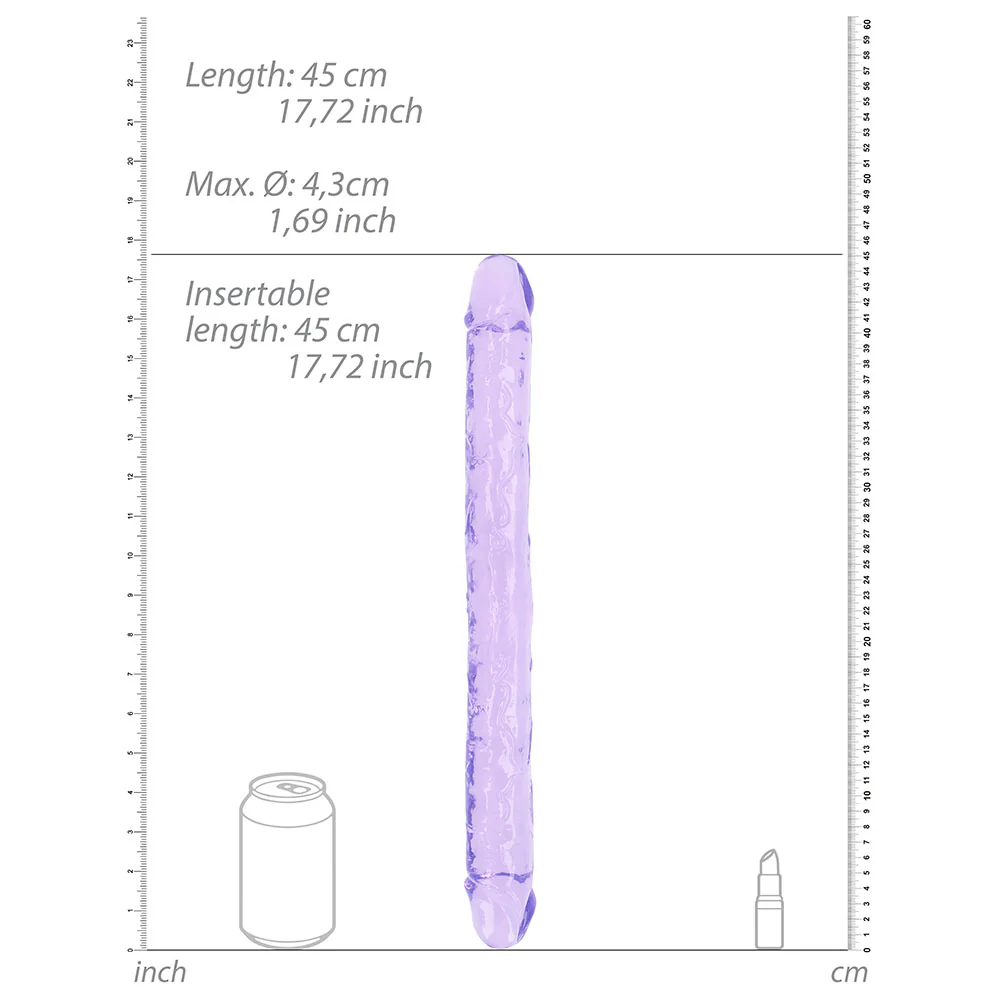 Realrock Crystal Clear Double Dong 18 In. Dual-ended Dildo Purple - Image 4