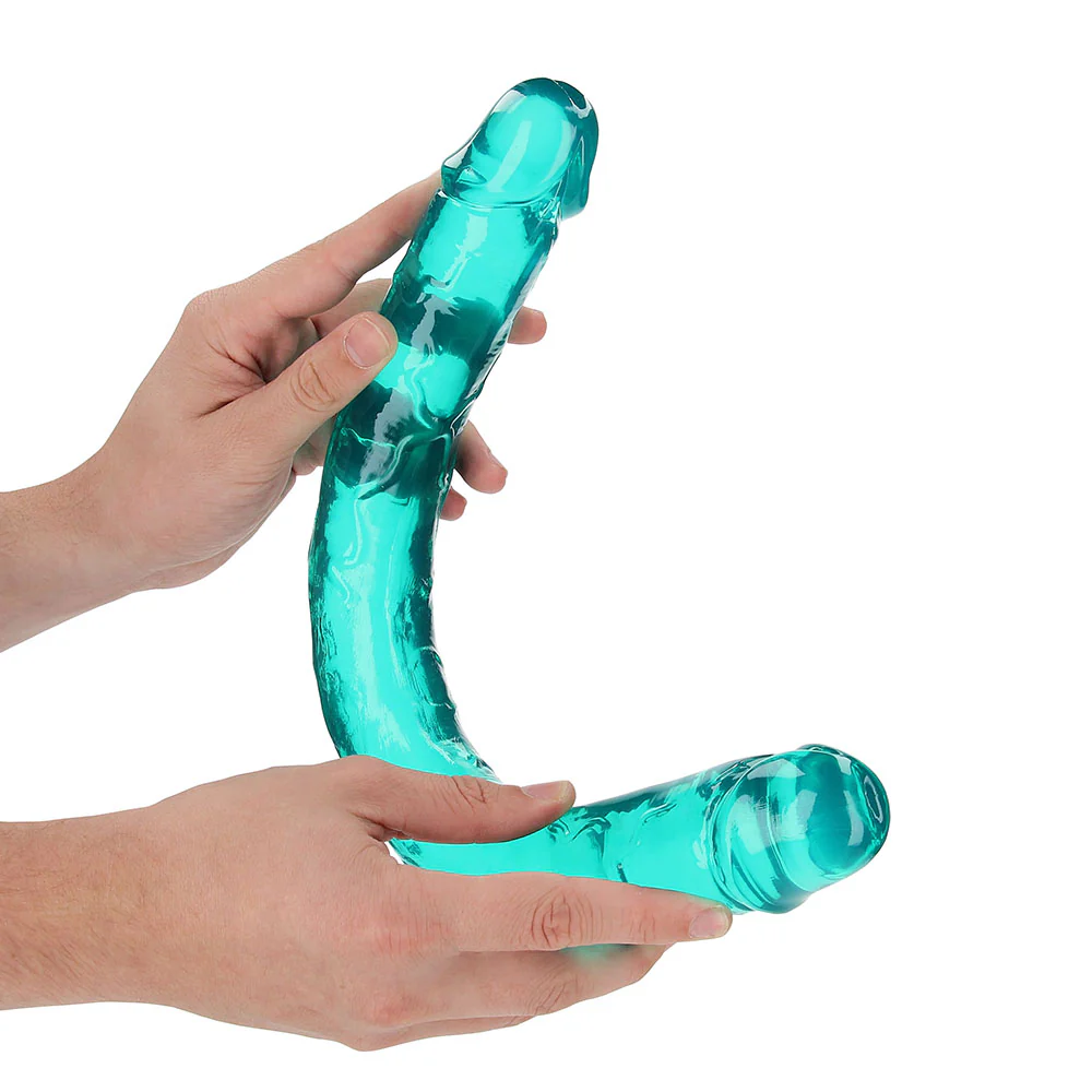 Realrock Crystal Clear Double Dong 18 In. Dual-ended Dildo Turquoise - Image 2