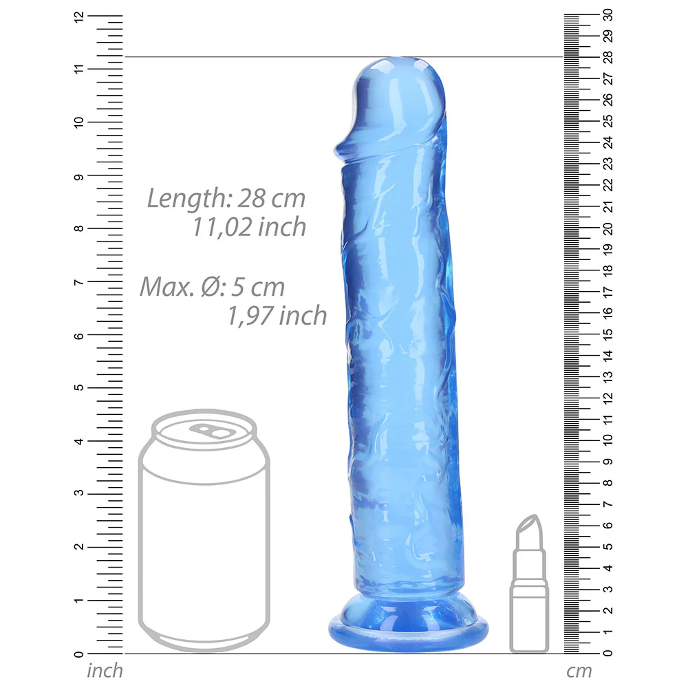 Realrock Crystal Clear Straight 10 In. Dildo Without Balls Blue - Image 6