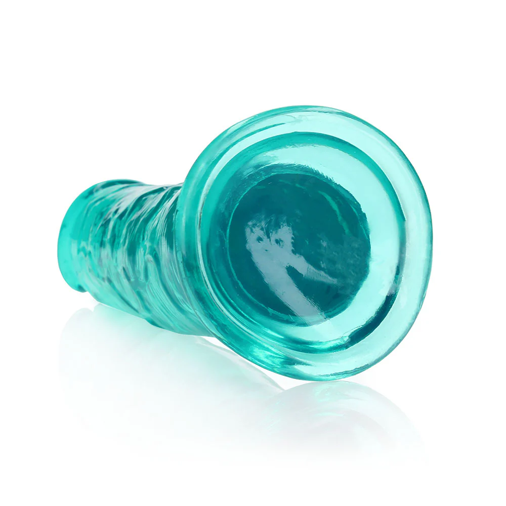 Realrock Crystal Clear Straight 11 In. Dildo Without Balls Turquoise - Image 4
