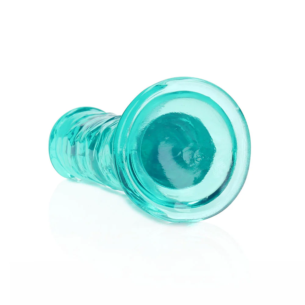 Realrock Crystal Clear Straight 6 In. Dildo Without Balls Turquoise - Image 4
