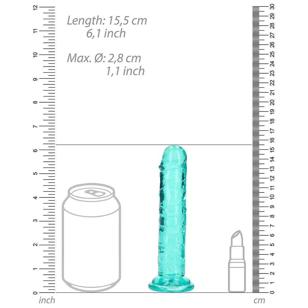 Realrock Crystal Clear Straight 6 In. Dildo Without Balls Turquoise - Image 6
