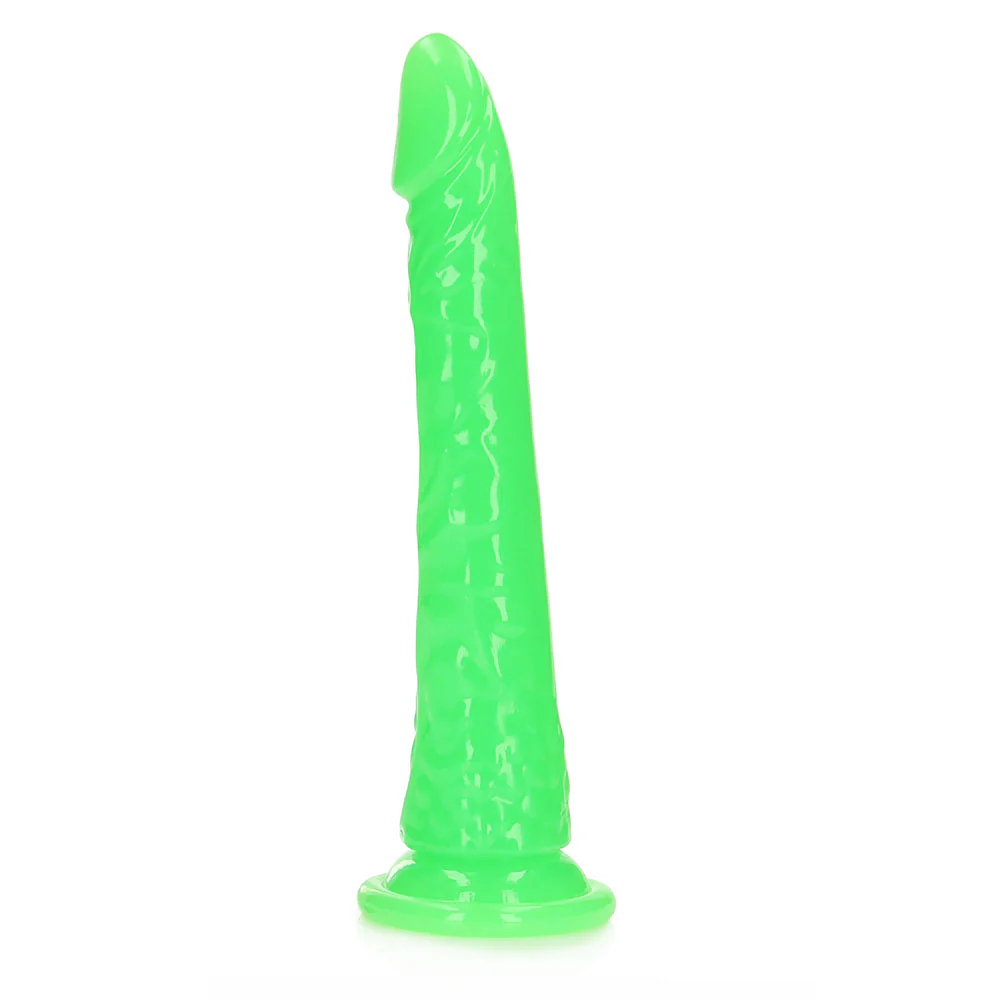 Realrock Glow In The Dark Slim 10 In. Dildo Neon Green - Image 3