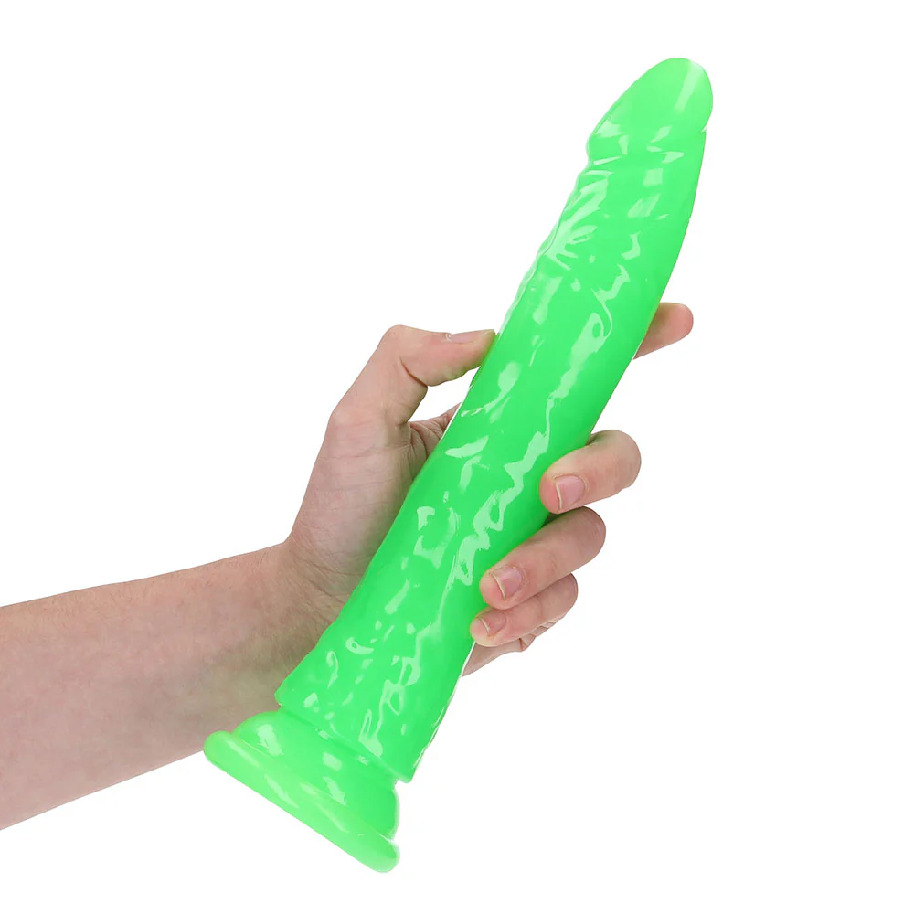 Realrock Glow In The Dark Slim 10 In. Dildo Neon Green - Image 5