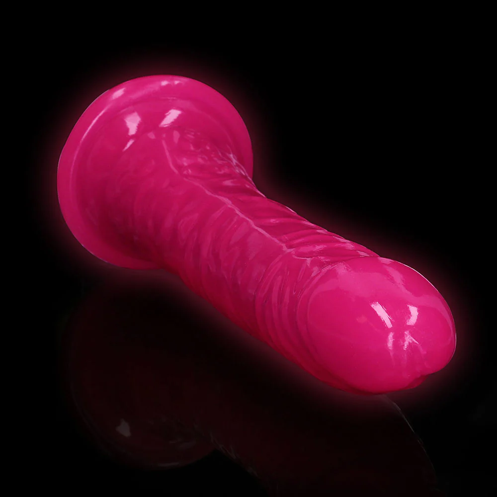 Realrock Glow In The Dark Slim 10 In. Dildo Neon Pink - Image 6