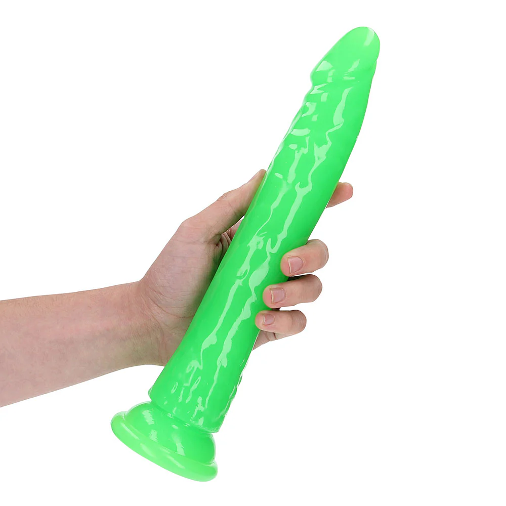 Realrock Glow In The Dark Slim 11 In. Dildo Neon Green - Image 5