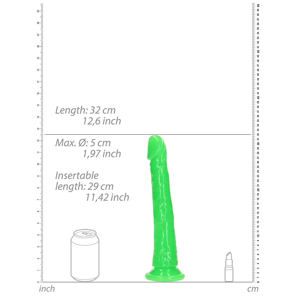 Realrock Glow In The Dark Slim 11 In. Dildo Neon Green - Image 7