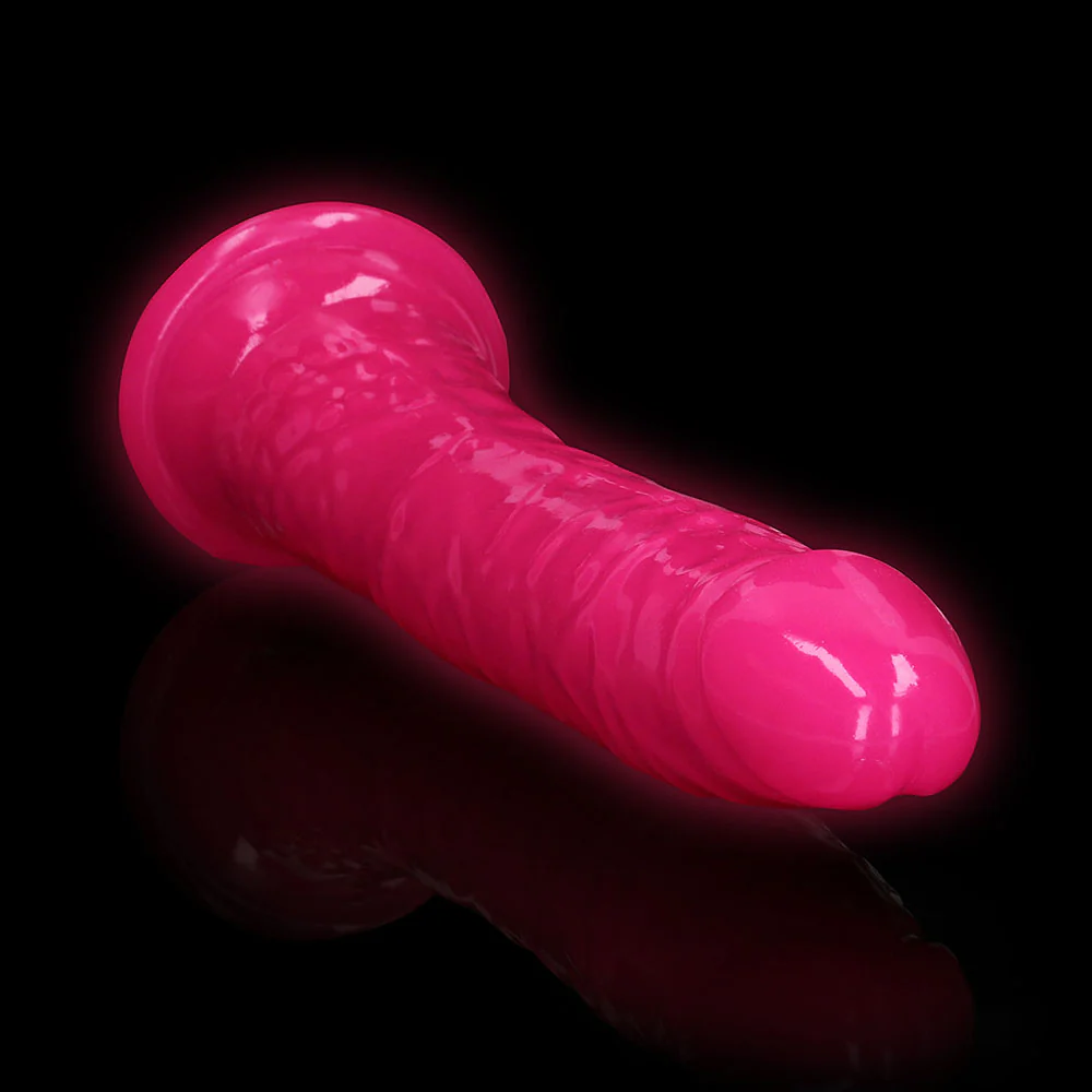 Realrock Glow In The Dark Slim 11 In. Dildo Neon Pink - Image 6