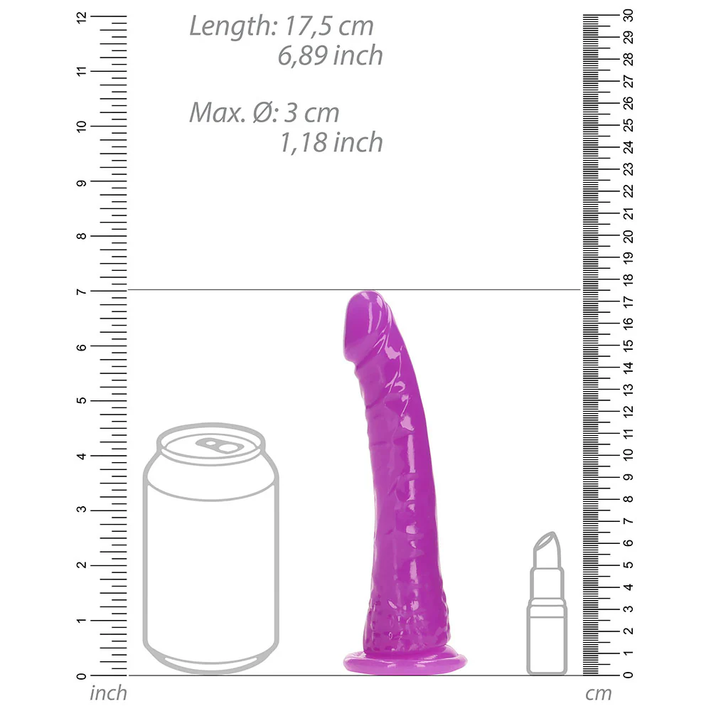 Realrock Glow In The Dark Slim 6 In. Dildo Neon Purple - Image 7