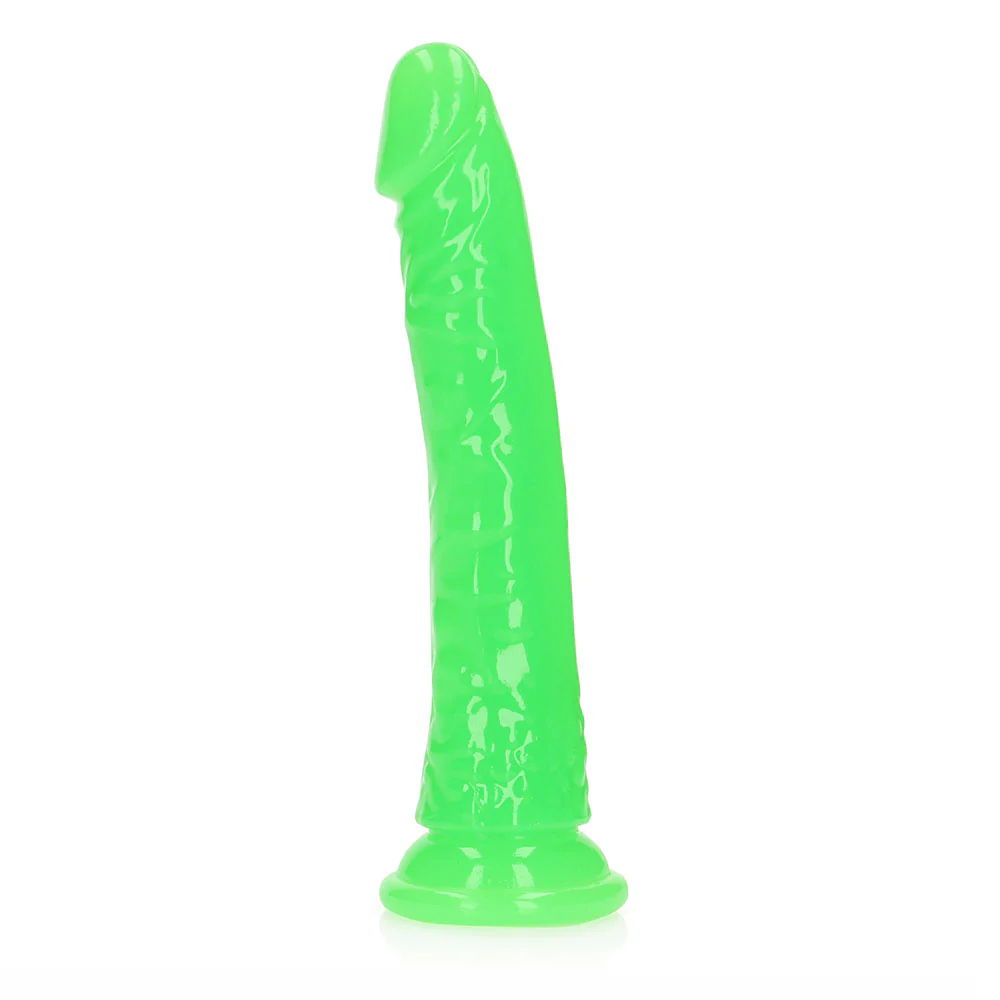 Realrock Glow In The Dark Slim 8 In. Dildo Neon Green - Image 3