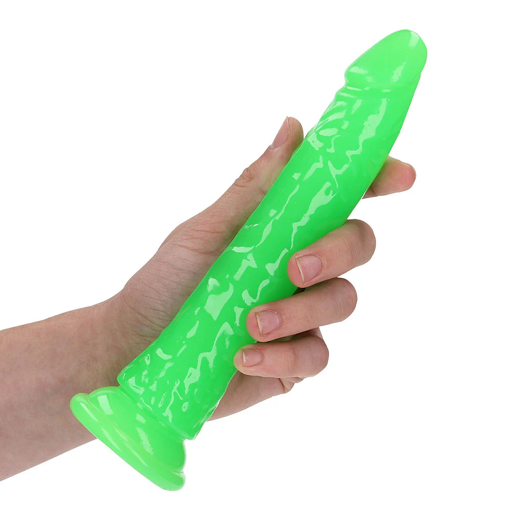 Realrock Glow In The Dark Slim 8 In. Dildo Neon Green - Image 5