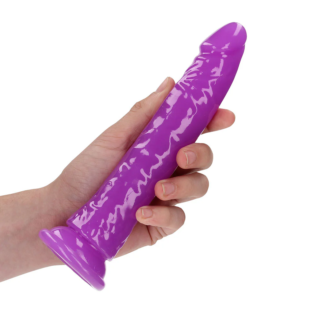 Realrock Glow In The Dark Slim 8 In. Dildo Neon Purple - Image 5