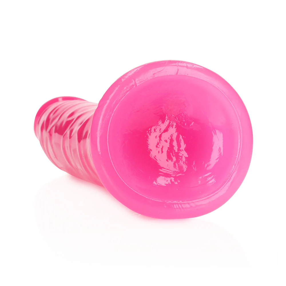 Realrock Glow In The Dark Slim 9 In. Dildo Neon Pink - Image 4